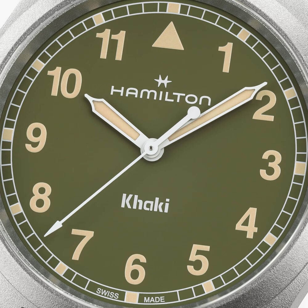 Hamilton Khaki Fields Quartz 38mm Green Dial Steel Bracelet Watch