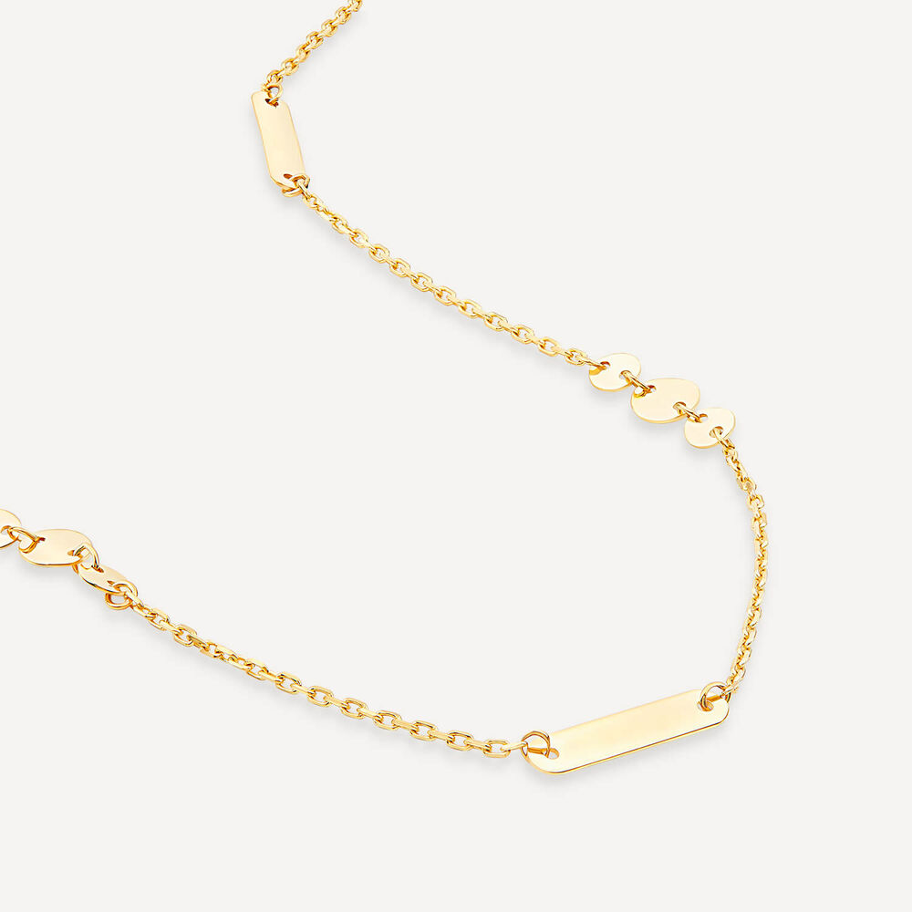 9ct Yellow Gold Polished Discs & Bar Necklet image number 4
