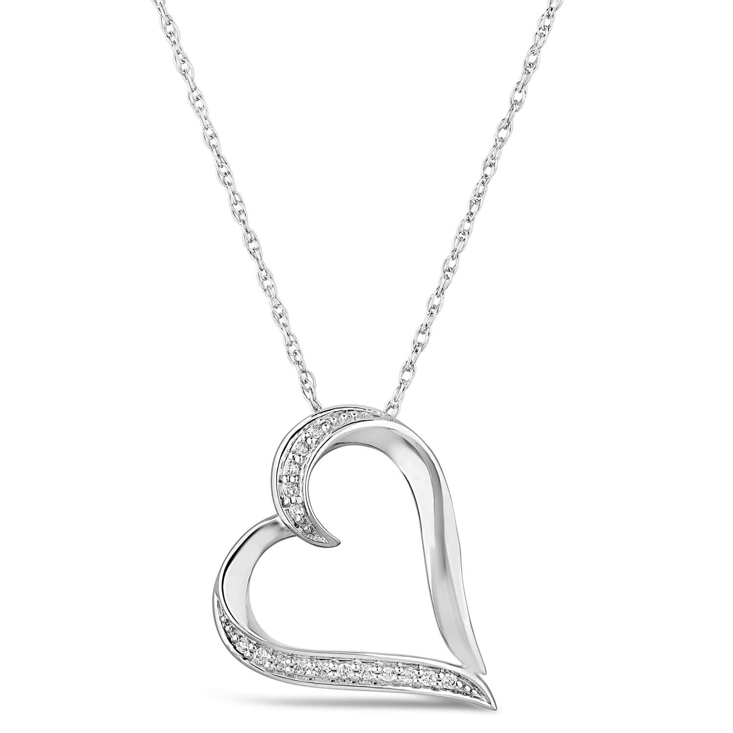 White gold open heart cheap pendant