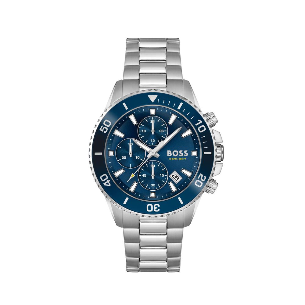 BOSS Admiral 46mm Blue Dial Chronograph Steel Case Bracelet Watch image number 0