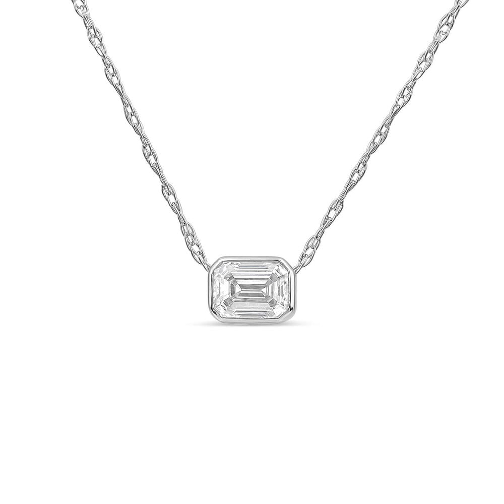 Born Kissed with Diamonds 9ct White Gold Lab Grown 0.20ct Emerald Cut Diamond Pendant