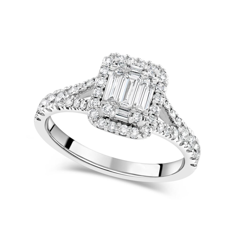 Special Price - 18ct White Gold 0.70ct Diamond Baguette Cluster Ring