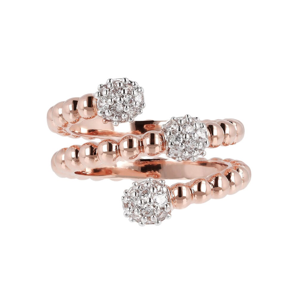 Bronzallure Altissima 18ct Rose Gold-Plated Beaded Wrap Ring image number 1