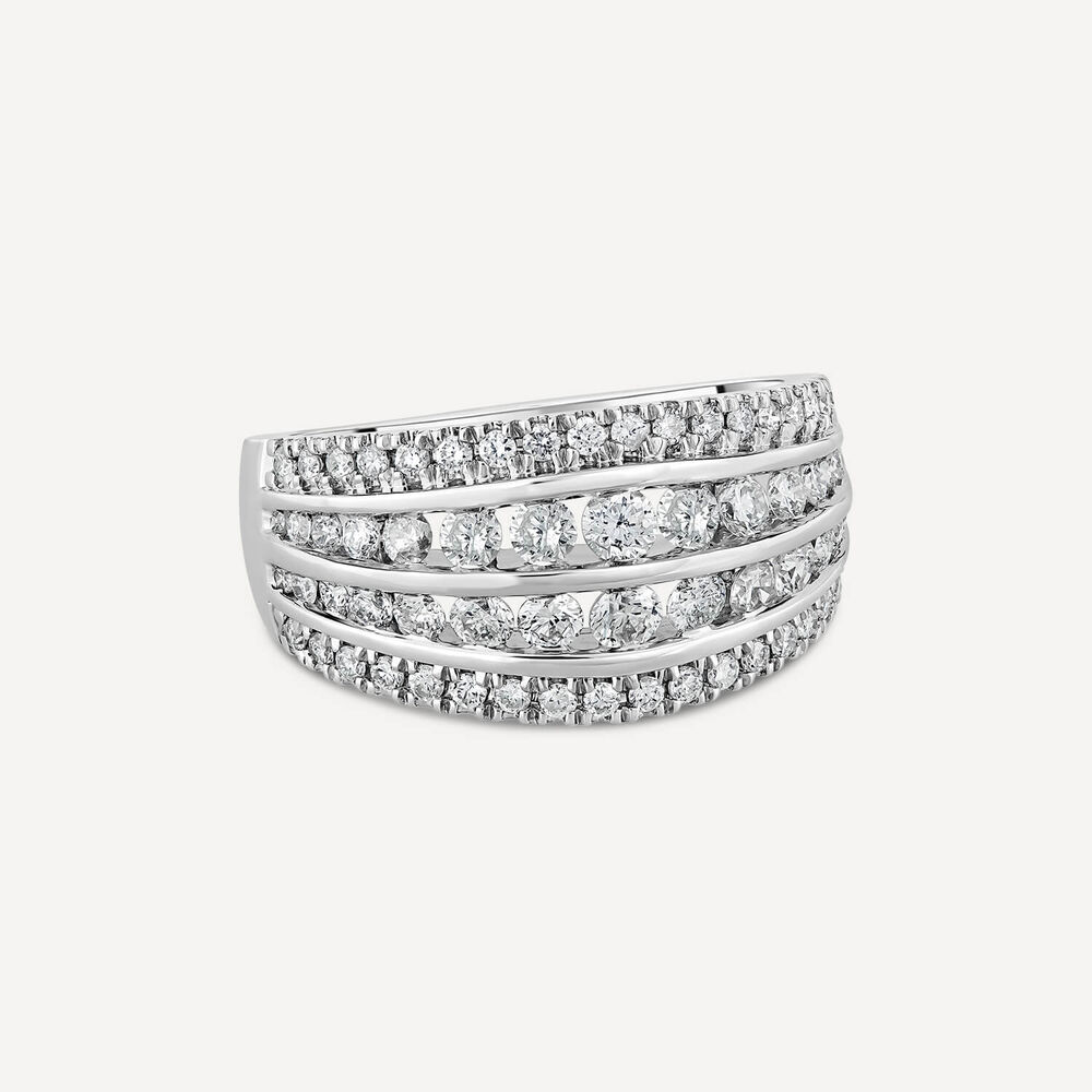 Platinum Four Row Chain Set 1.0 Carat Diamond Band Ring image number 2