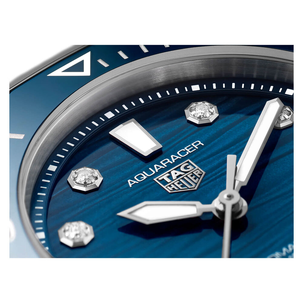 TAG Heuer Aquaracer 36mm Blue Dial Blue Bezel Steel Case Bracelet Watch image number 2