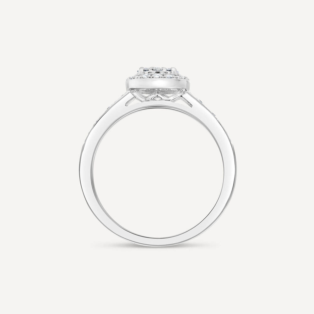9ct White Gold 0.45ct Square Cluster Halo & Diamond Shoulders Bridal Set image number 5