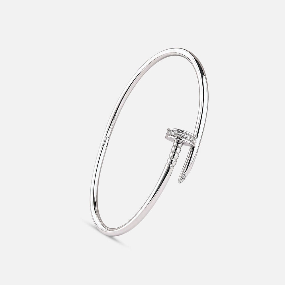 Sterling Silver Cubic Zirconia Nail Bangle