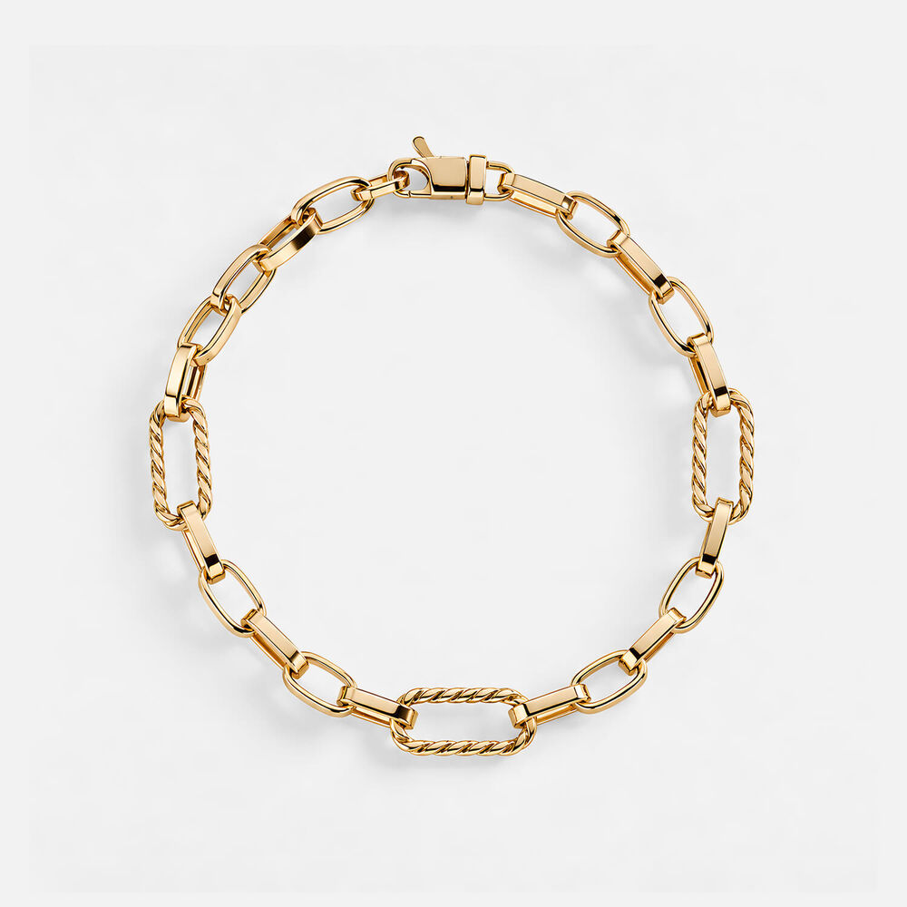9ct Yellow Gold Rectangular Belcher Link Bracelet