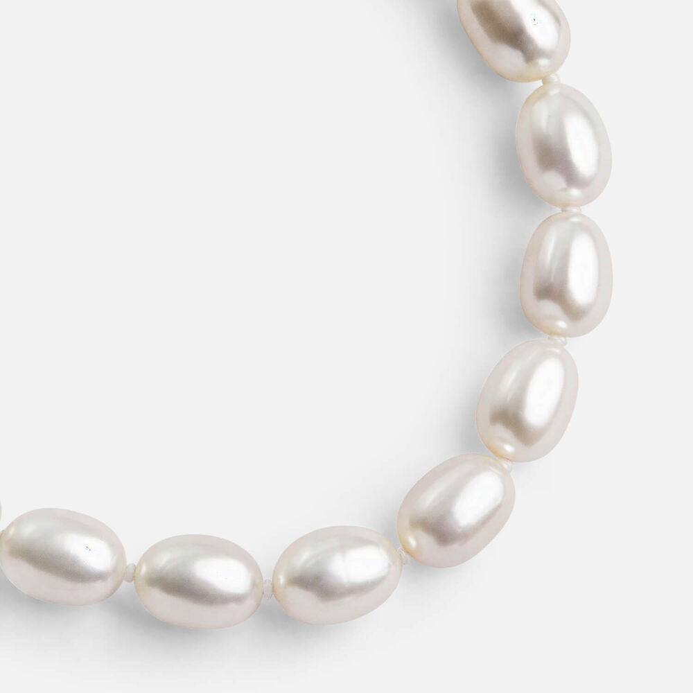 Sterling Silver Oval Freshwater Pearl Yellow Gold Plated Stirrup Clasp Bracelet