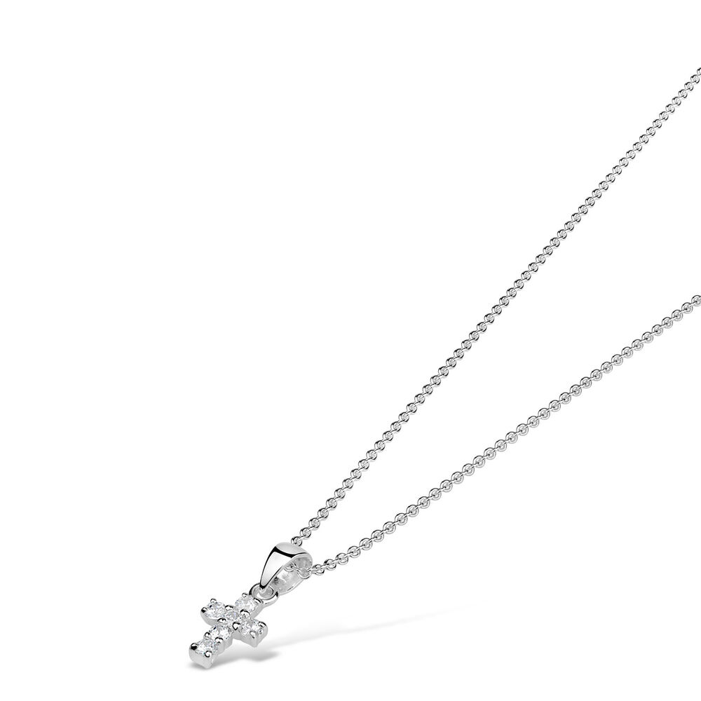 Sterling Silver Small Cubic Zirconia Pendant (Chain Included) image number 2