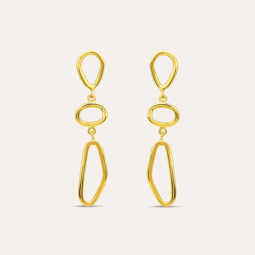 Yellow Gold Plated Sterling Silver Open Tear Loop Drop Earrings