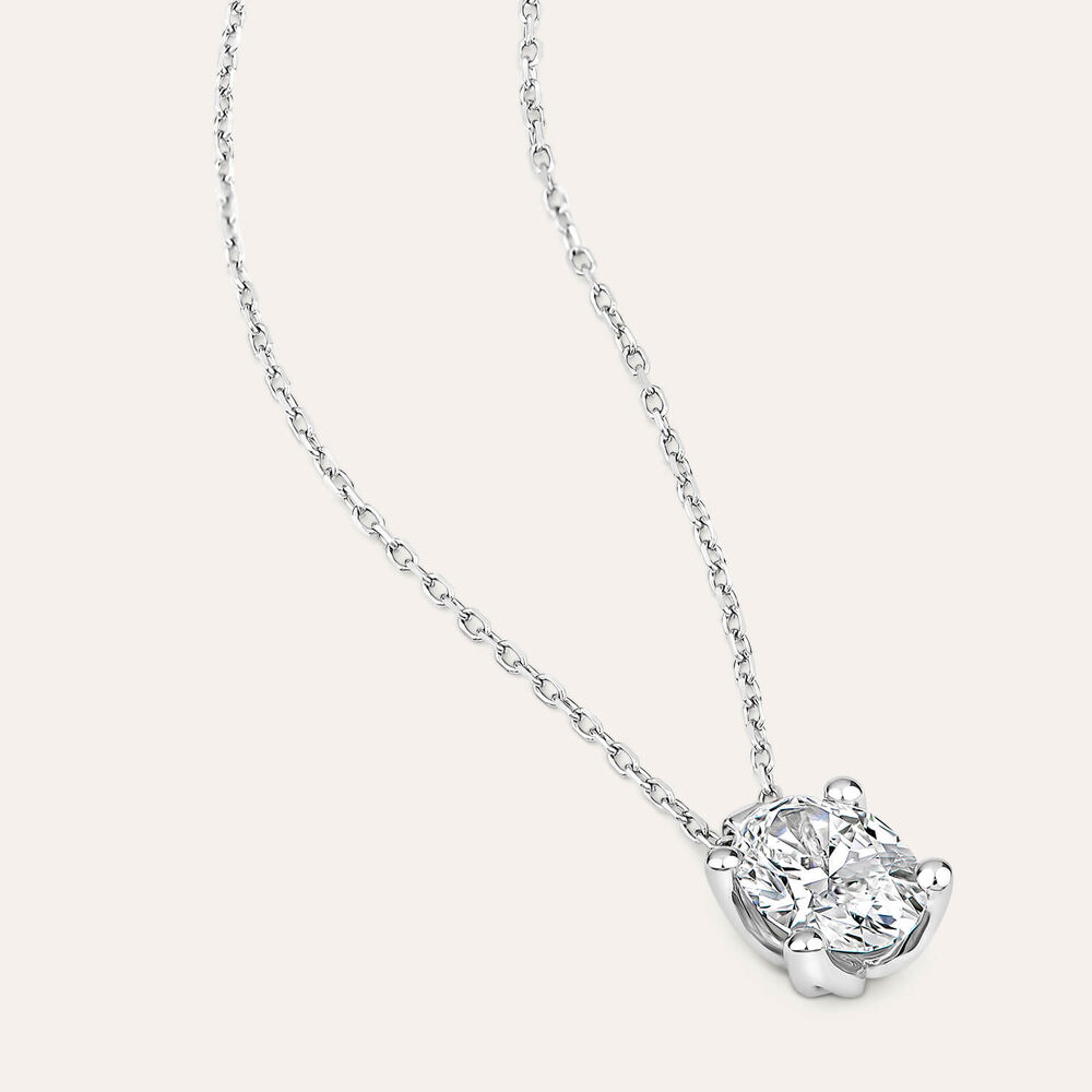 Born 9ct White Gold 1.00ct Lab Grown Oval Diamond Pendant