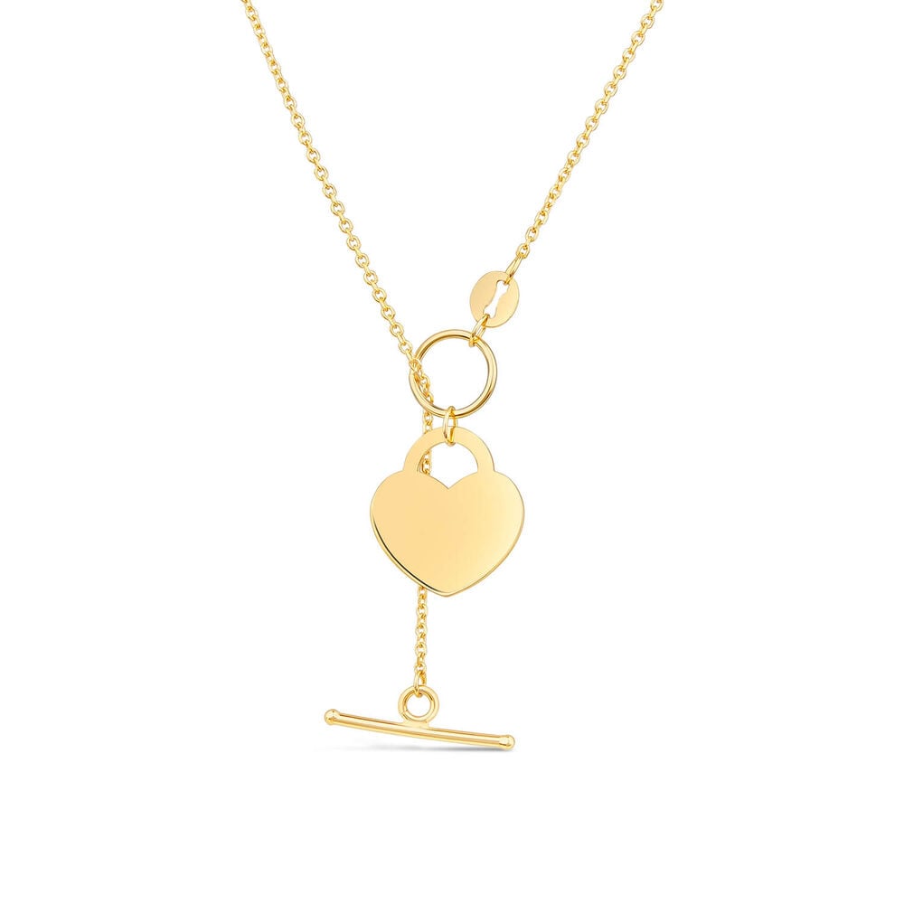 9ct Yellow Gold Heart T-Bar Necklet image number 0