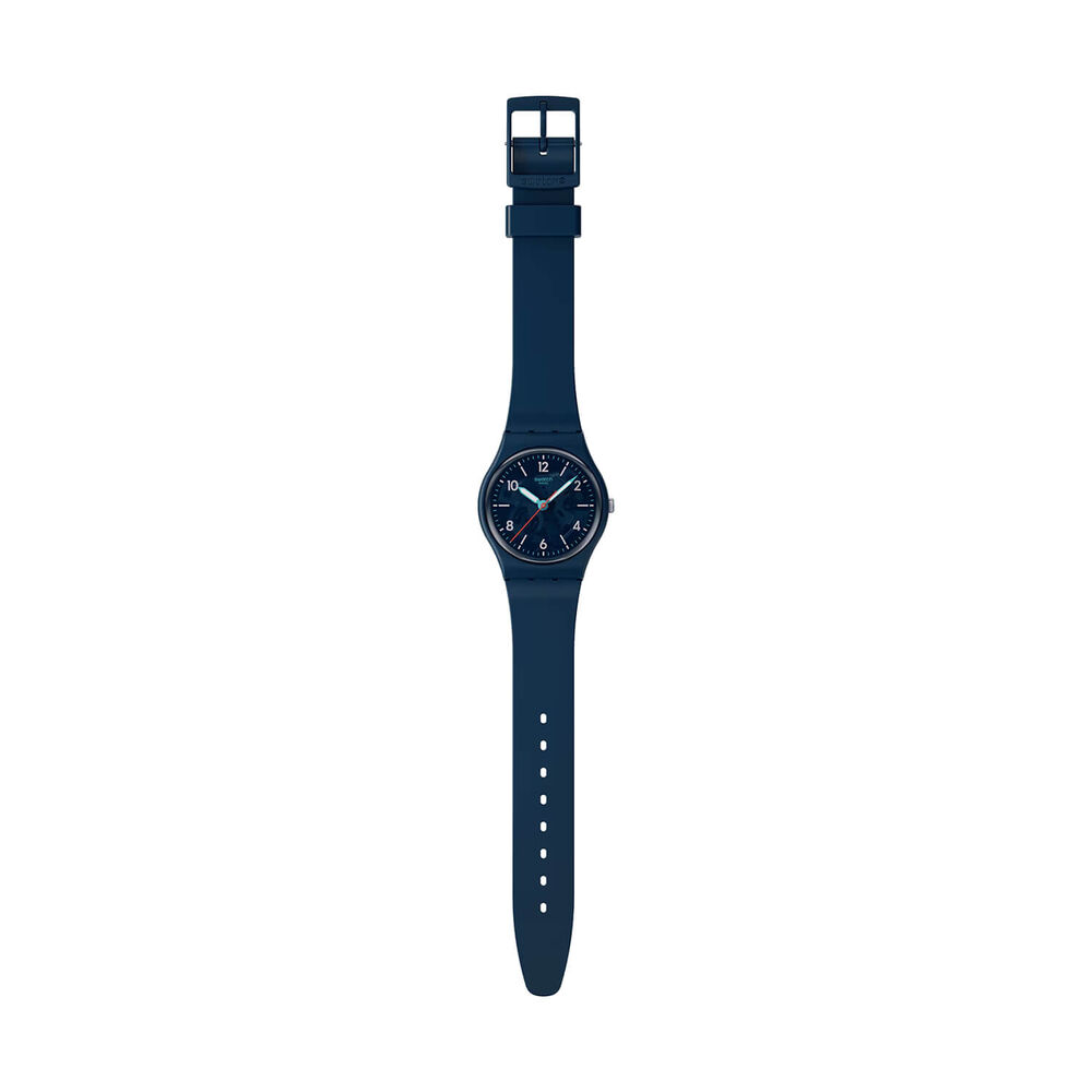 Swatch Time To Teal 34mm Blue Dial Silicone Strap Watch image number 1