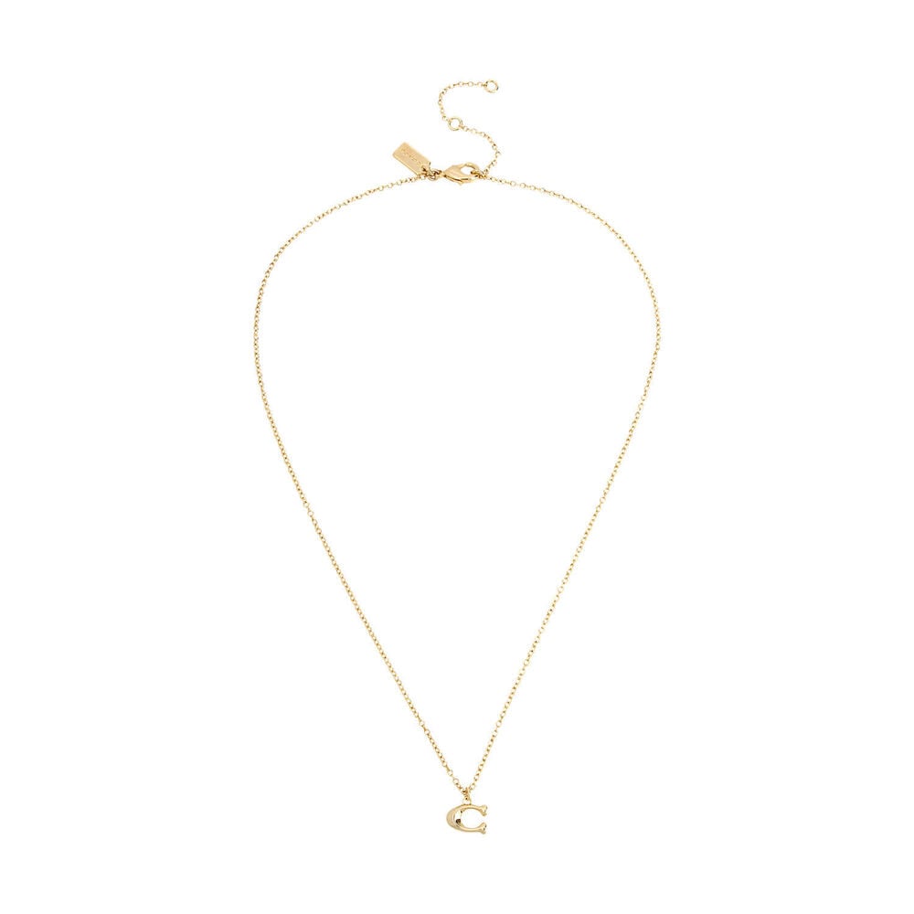 Coach Gold Tone Brass Signature C Starter Necklace
