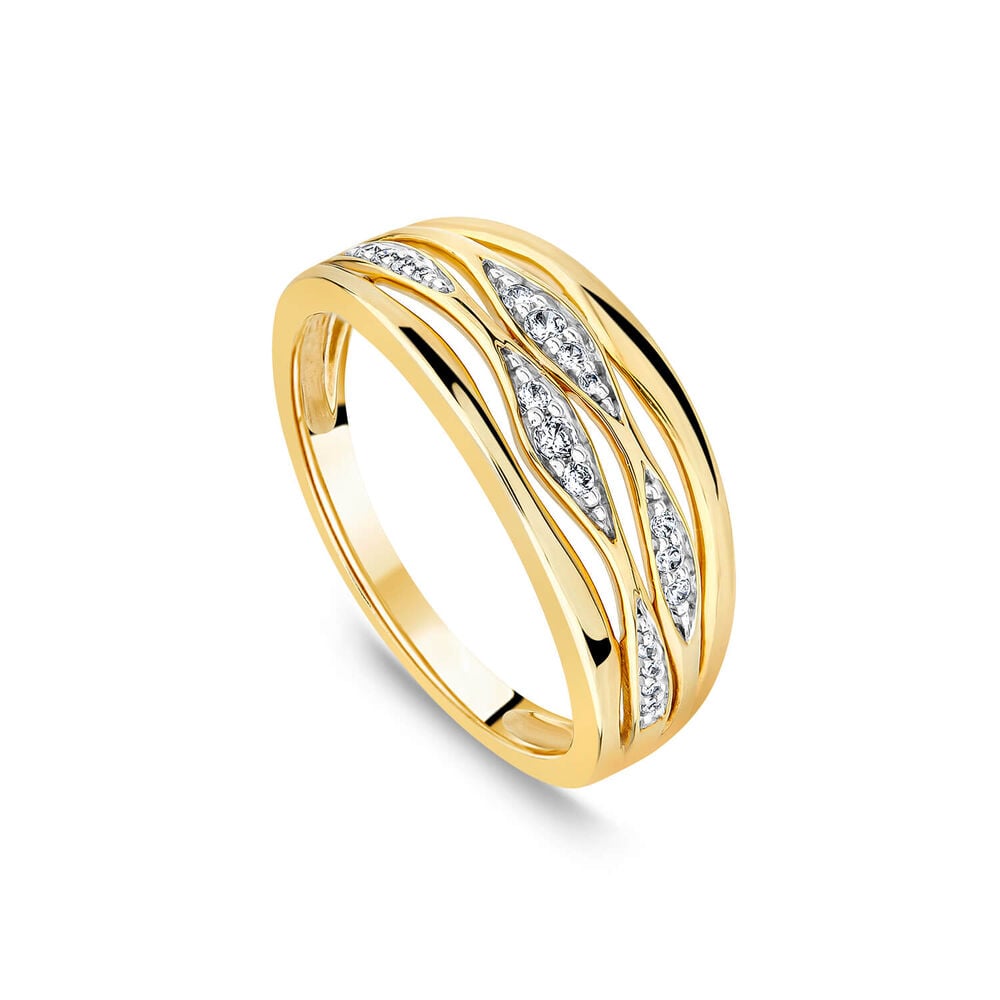 9ct Yellow Gold 0.10ct Diamond Set Weave Dress Ring image number 0