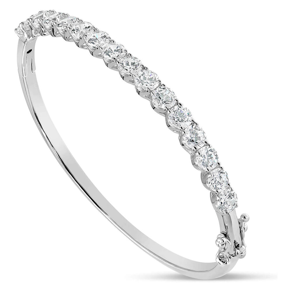 Sterling Silver Round Cubic Zirconia Claw Set Bangle image number 0
