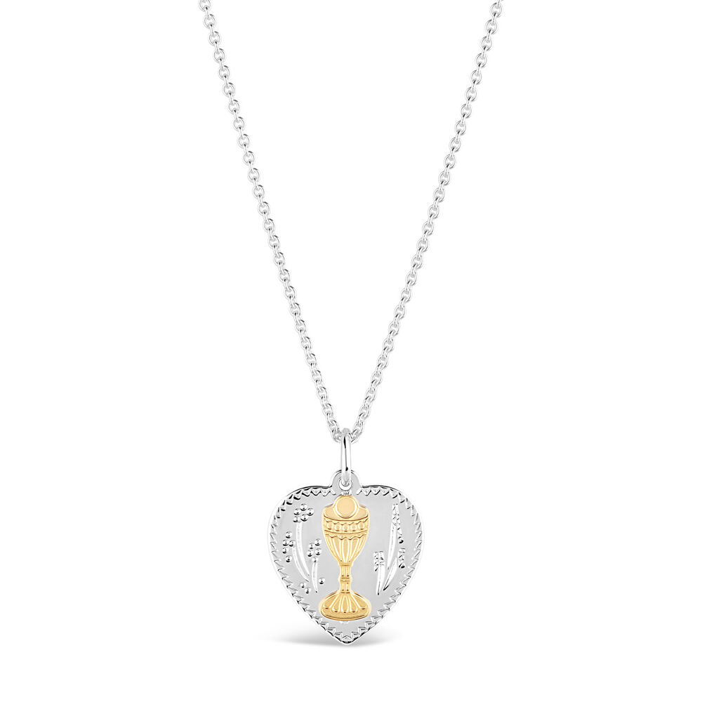Sterling Silver and Gold Plated Communion Medal (Chain Included) image number 0