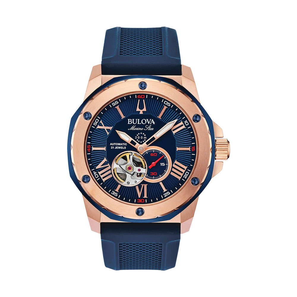 Bulova Marine Star 45mm Automatic Blue Dial Blue Strap Watch