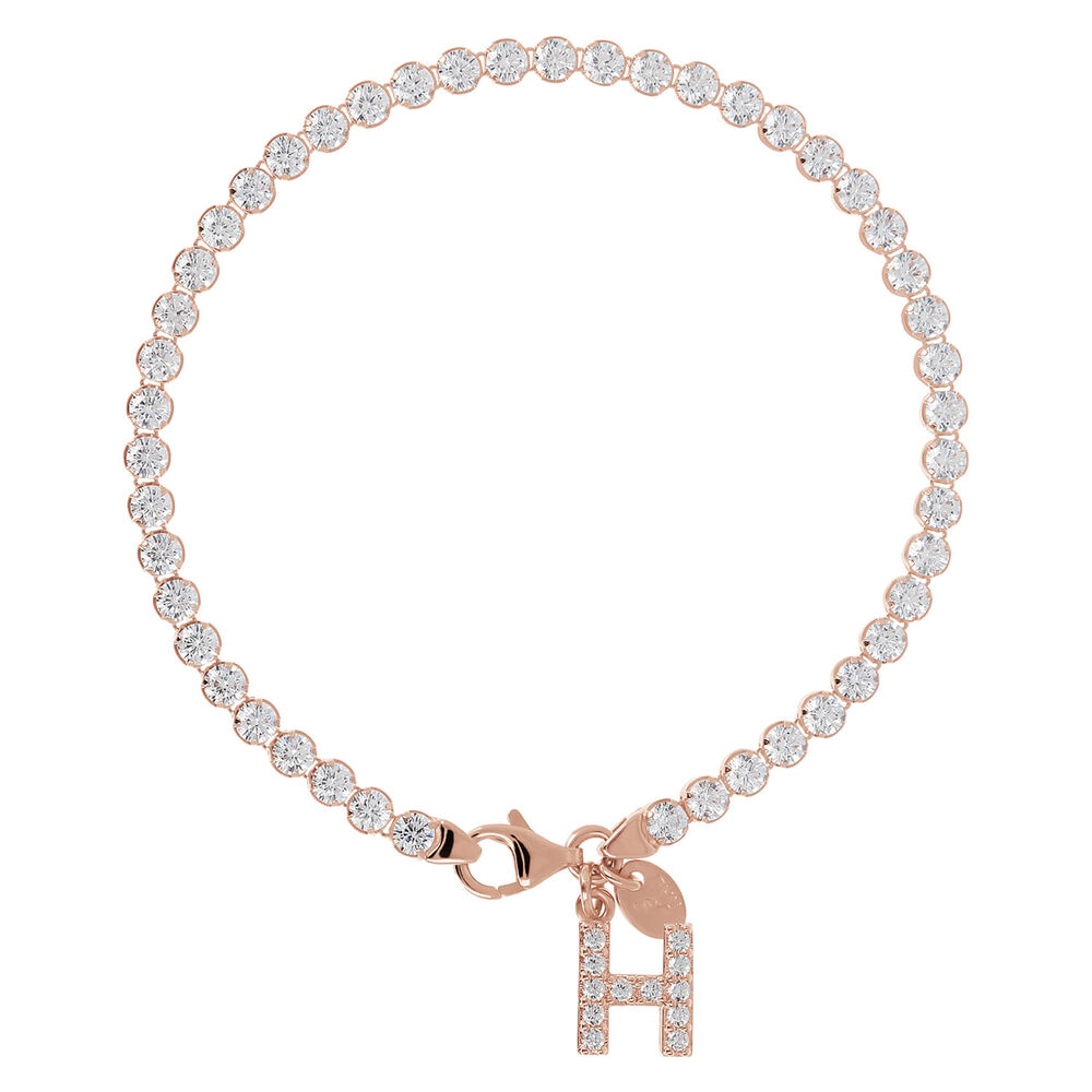 Bronzallure Tennis Gemstone With Charm Initial H Bracelet