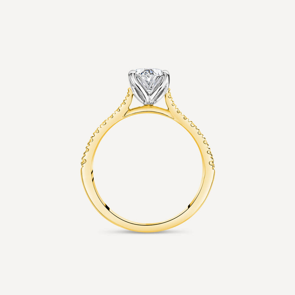 Born 18ct Yellow Gold Lab Grown 1.20ct Oval & Diamond Sides Ring image number 3