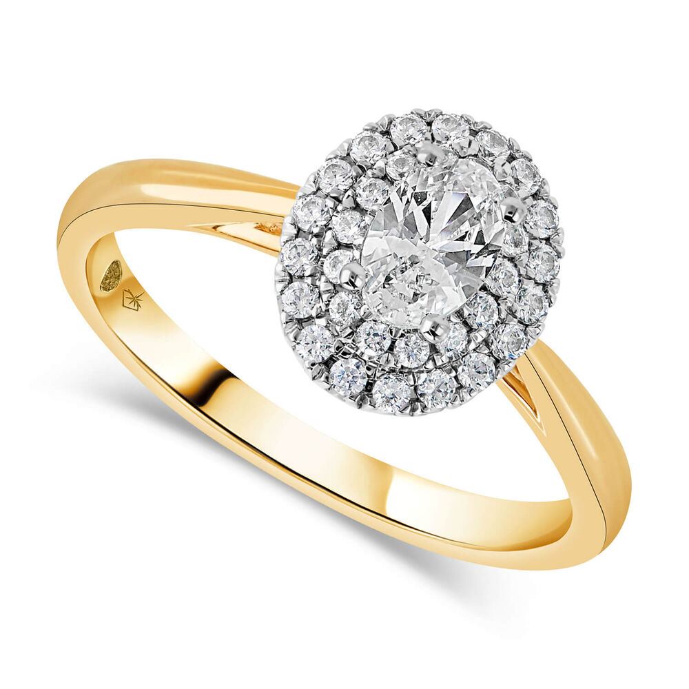 Northern Star 0.50ct Oval Diamond Double Halo 18ct Yellow Gold Ring