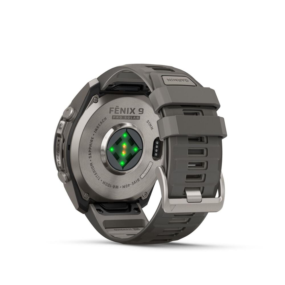Garmin fenix 9 Pro Solar 51mm Titanium Pebble Grey Silicone Strap Watch