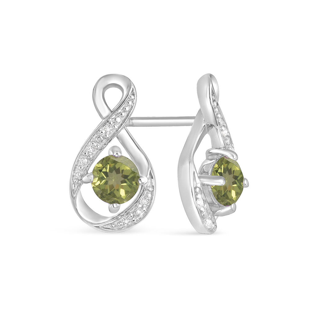Sterling Silver and Cubic Zirconia August Birthstone Stud Earrings image number 1