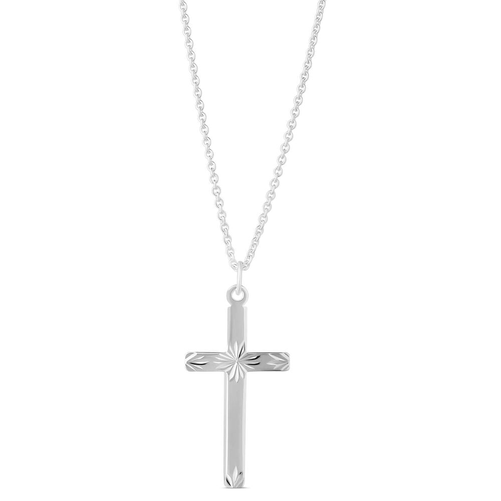 Sterling Silver 16mm x 33mm Cross Necklace (Chain Included)