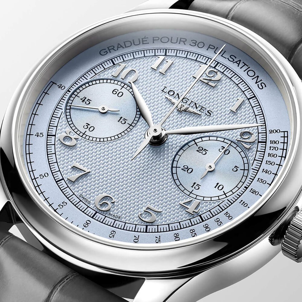 Longines Master Collection Chrono Monopusher 41mm Silver Barleycorn Dial Steel Bracelet Watch
