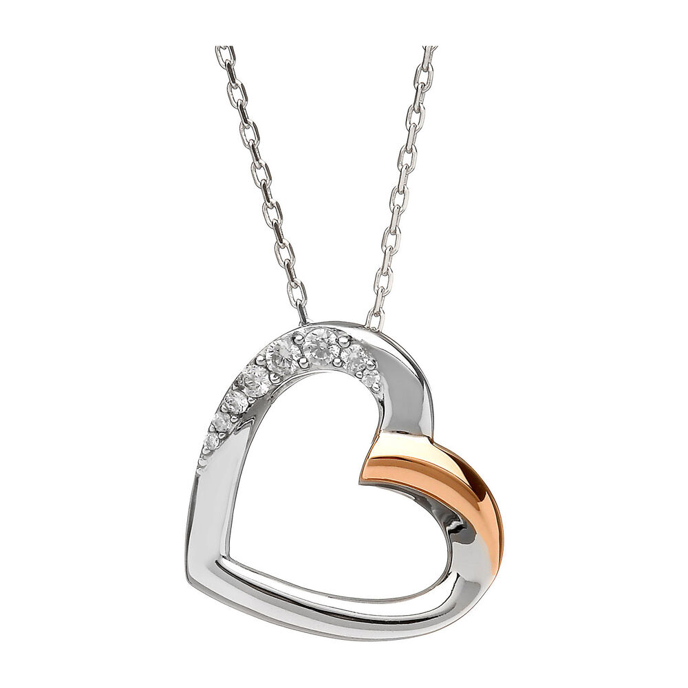 House of Lor 9ct Irish Rose Gold and Sterling Silver Heart Pendant