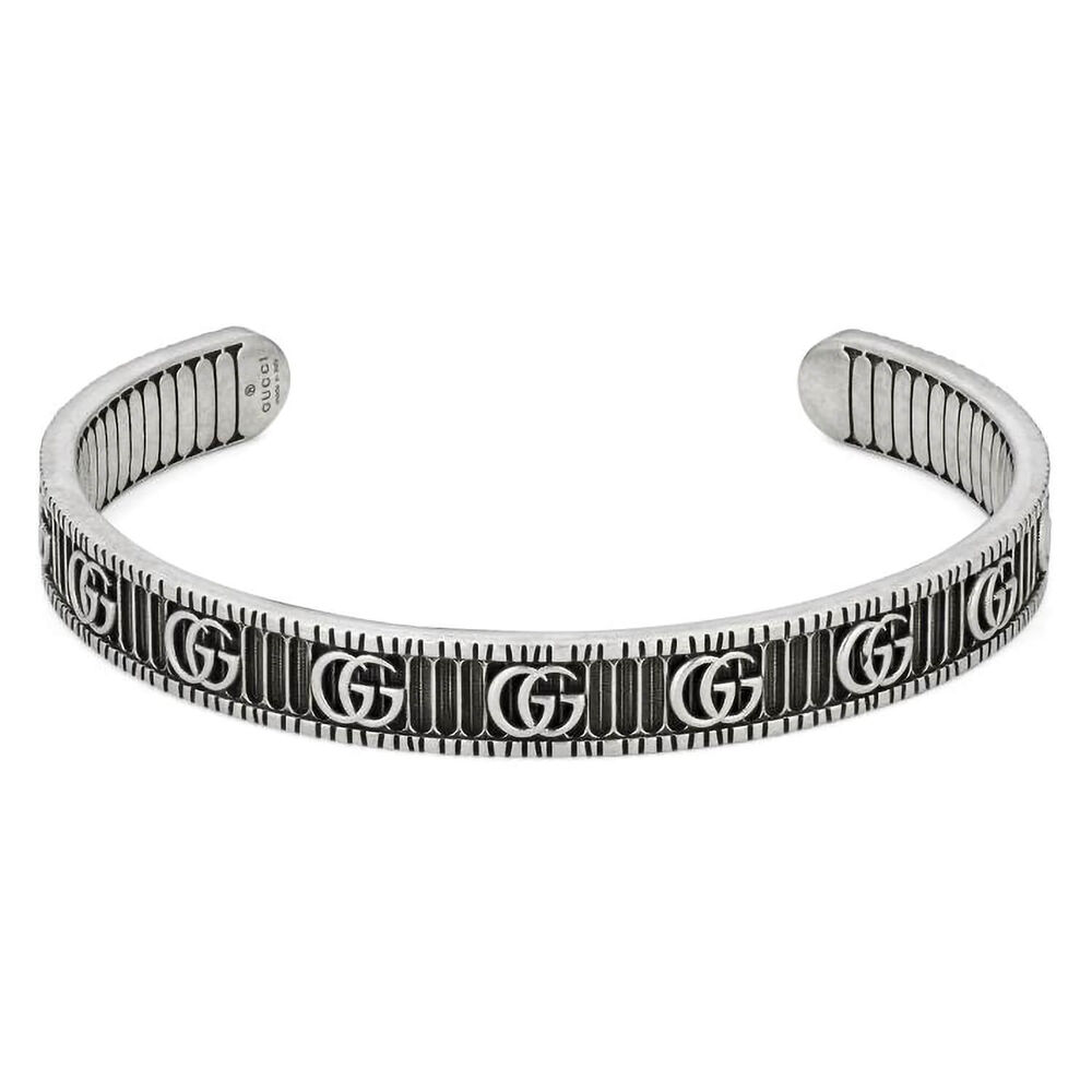 Gucci GG Marmont 8mm Aged Silver Cuff Bracelet