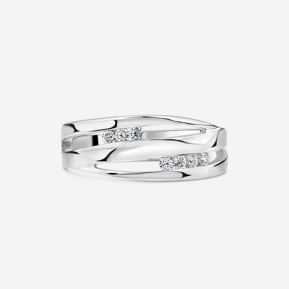 Sterling Silver Three Strands Cubic Zirconia Ring image number 1