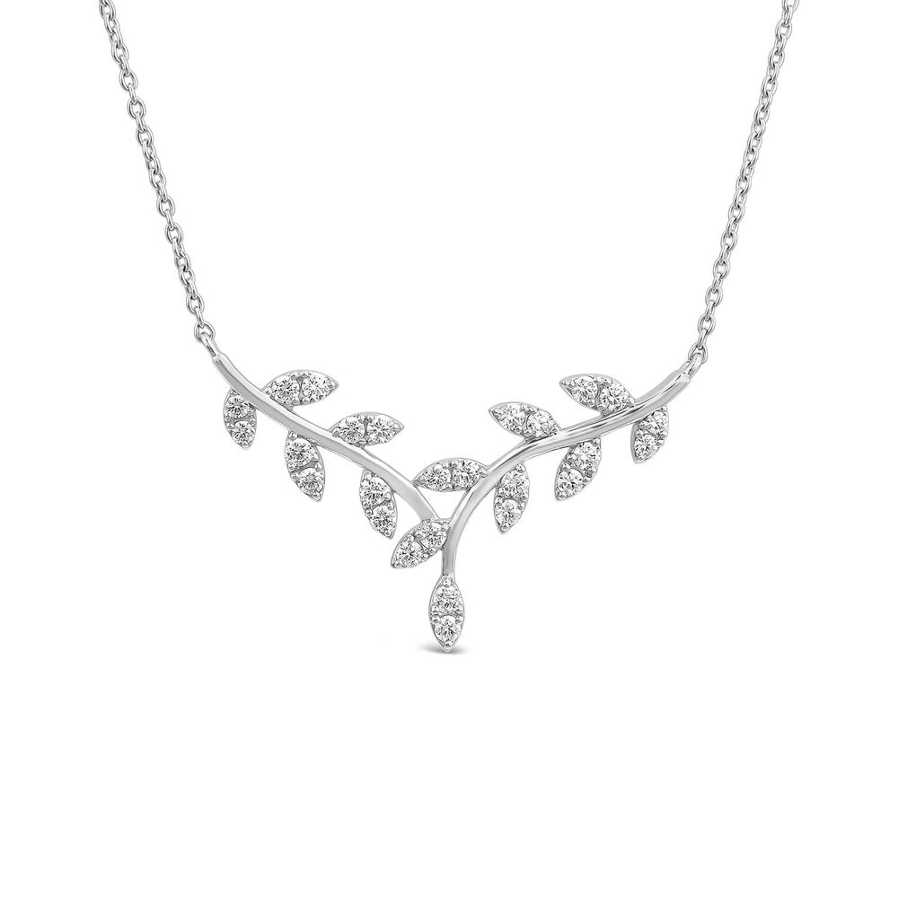 Sterling Silver Pave Cubic Zirconia Branch Design Hammock Necklet image number 0