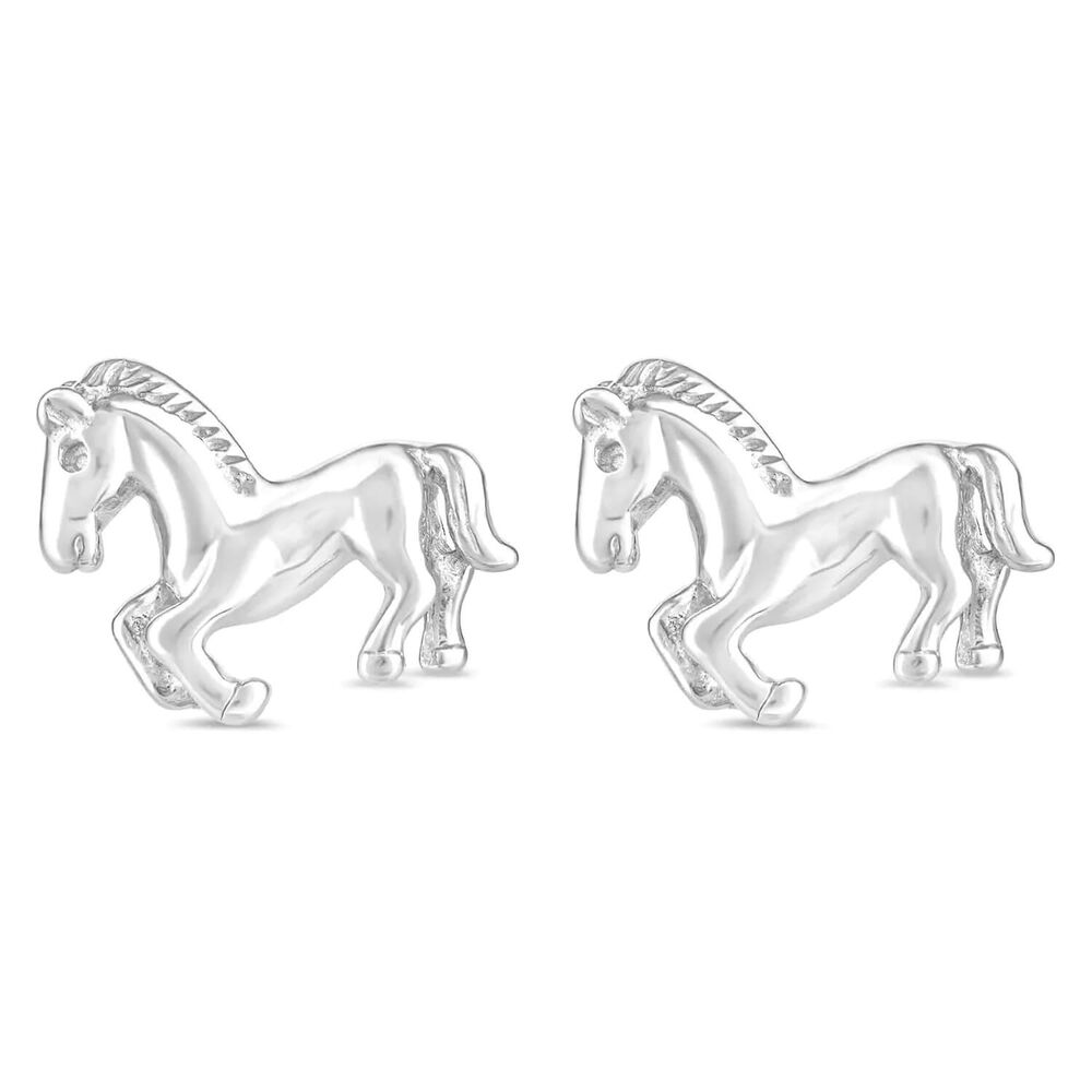 Sterling Silver Horse Stud Earrings image number 0