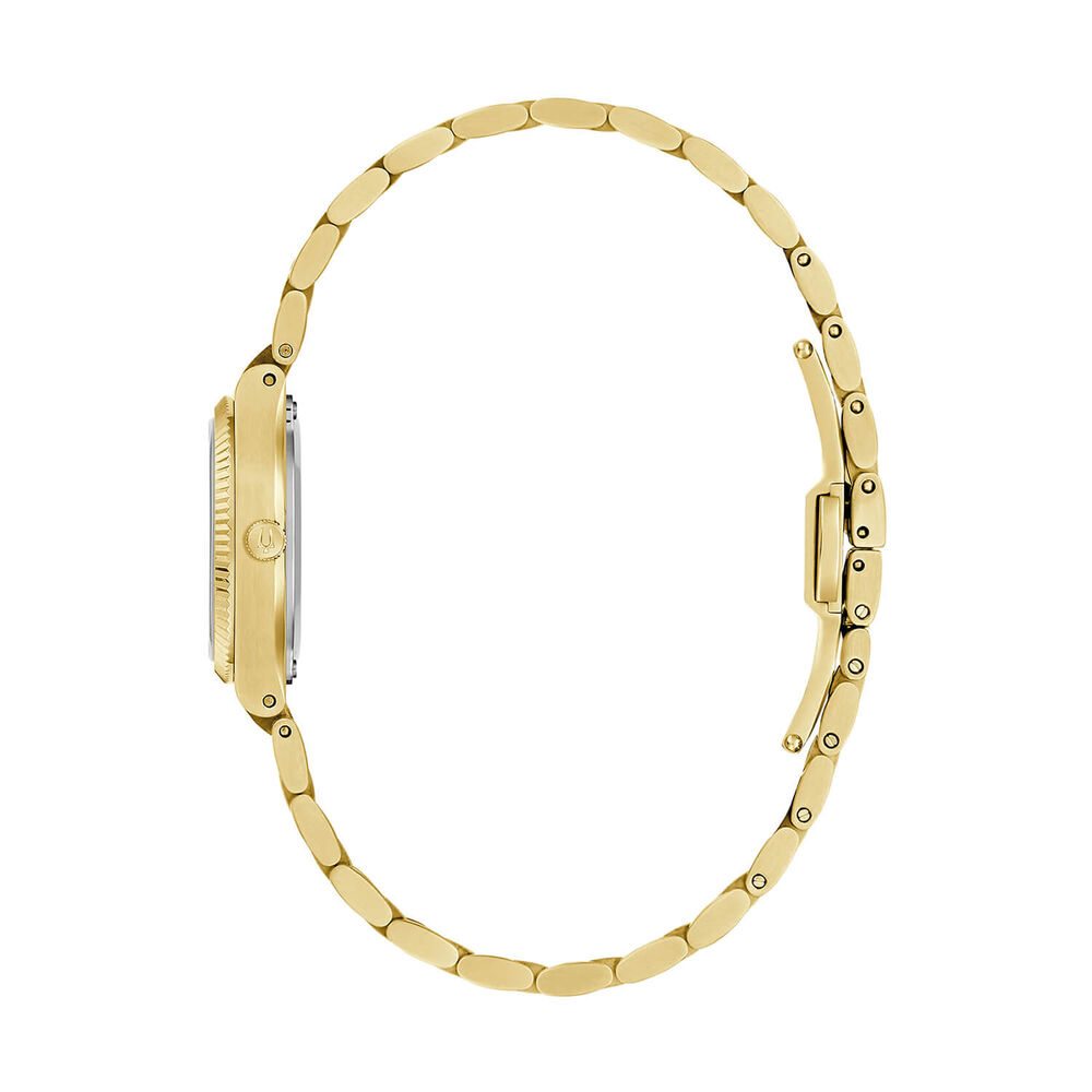 Bulova Super Seville Mini 25mm Silver Dial Yellow Gold Tone Steel Bracelet Watch
