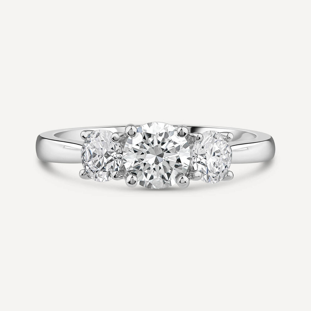 Born Platinum Lab Grown 1ct 3 Stone Round Brilliant Diamond Ring