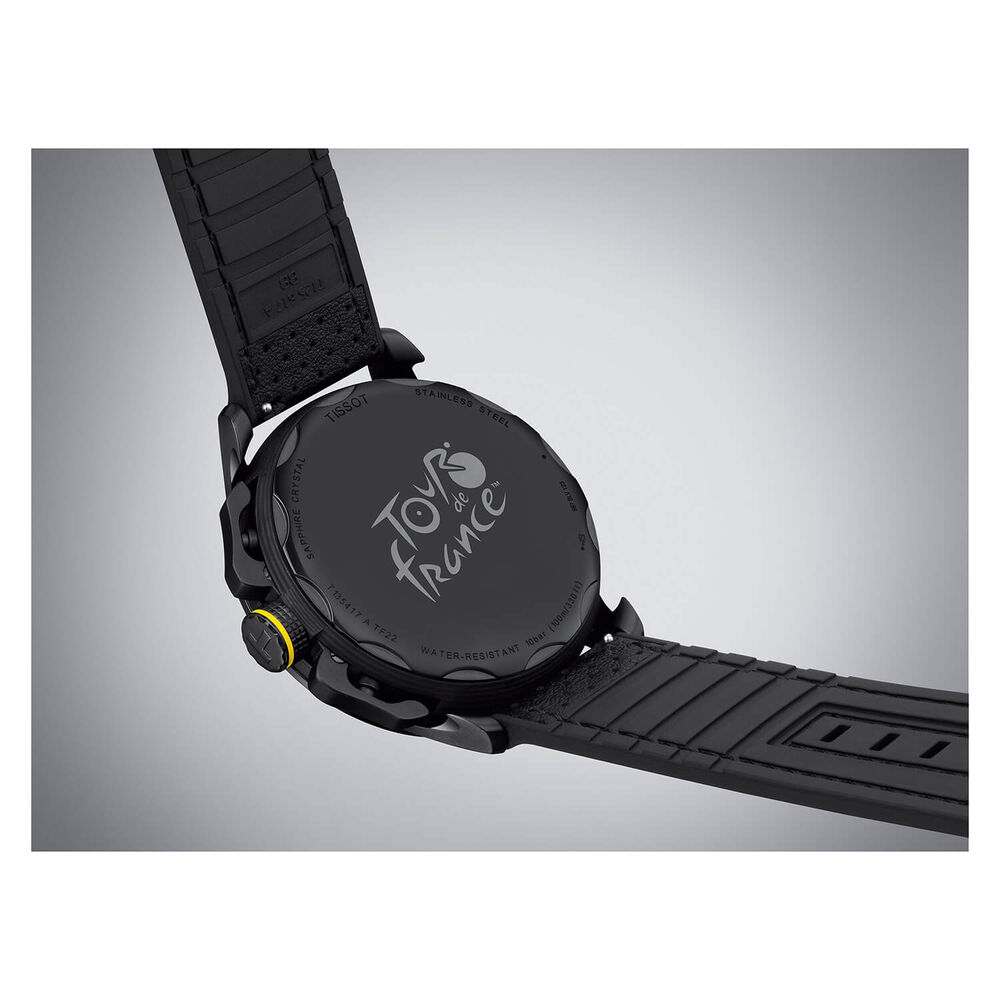 Tissot T-Race Tour De France  45mm Automatic Black Dial Yellow Detail Steel Case Black Strap Watch image number 5