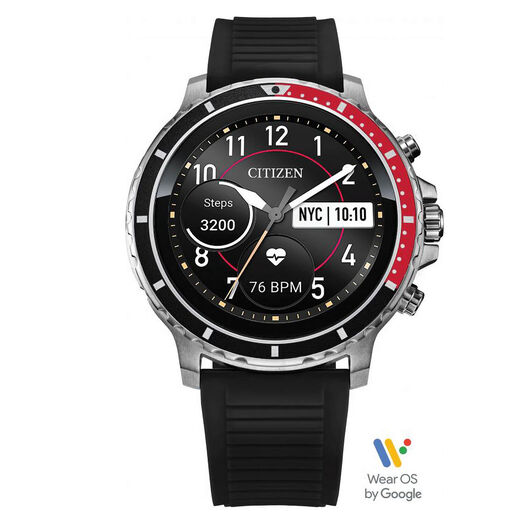 Citizen CZ Smart Full Colour Touchscreen Steel Case Black Silicone Strap Watch