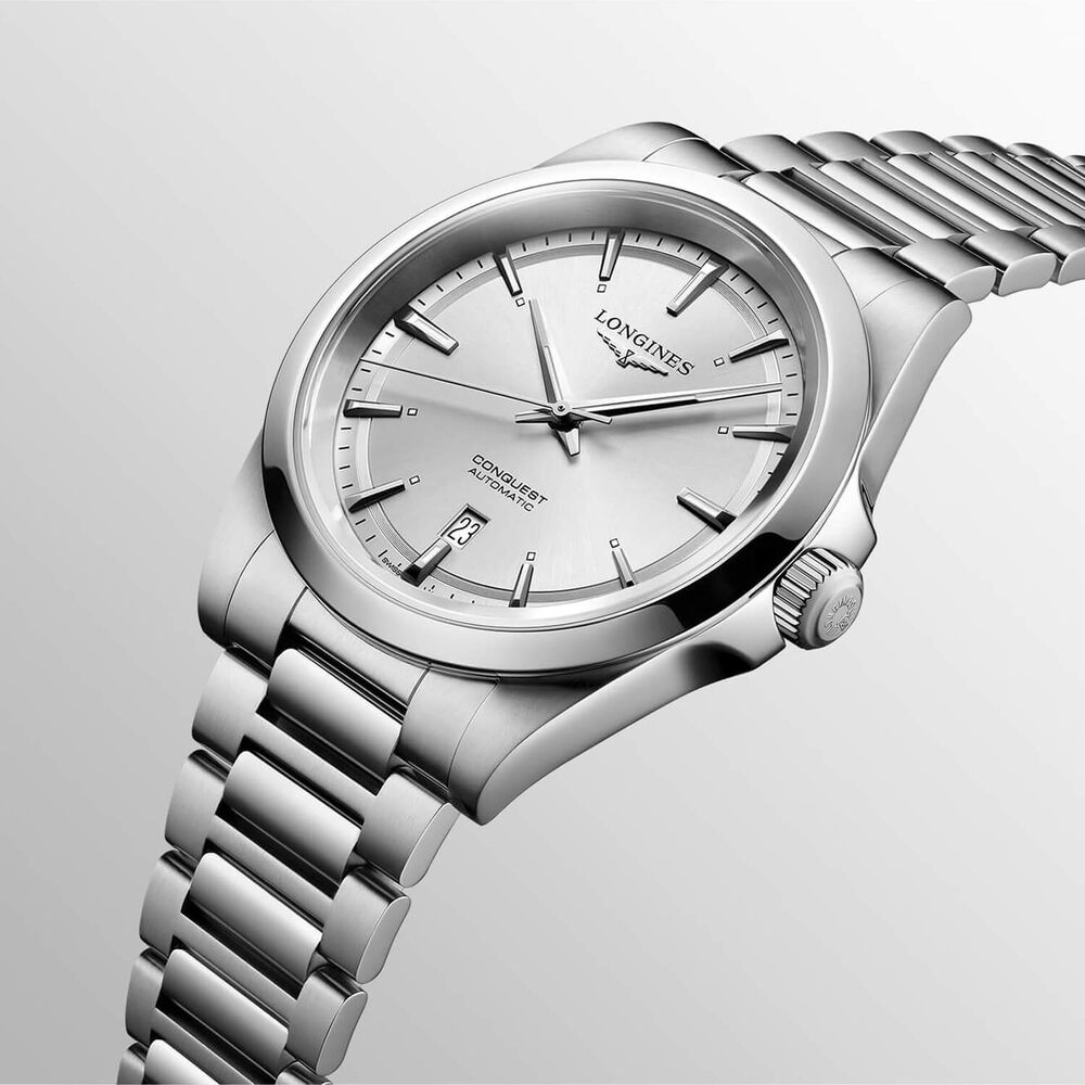 Longines Conquest 2023 41mm Sunray Silver Dial Steel Case & Bracelet Men's Watch image number 4