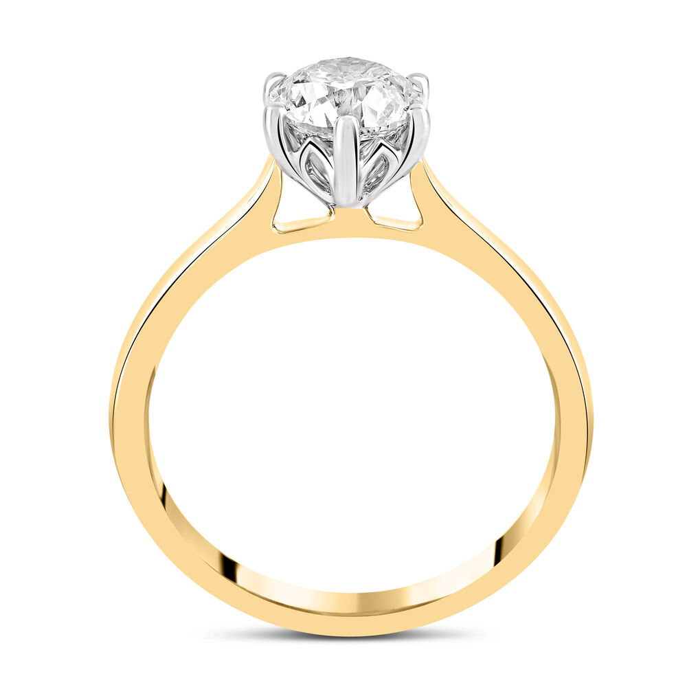 18ct Yellow Gold 1.00ct Diamond Six Claw Ring image number 2
