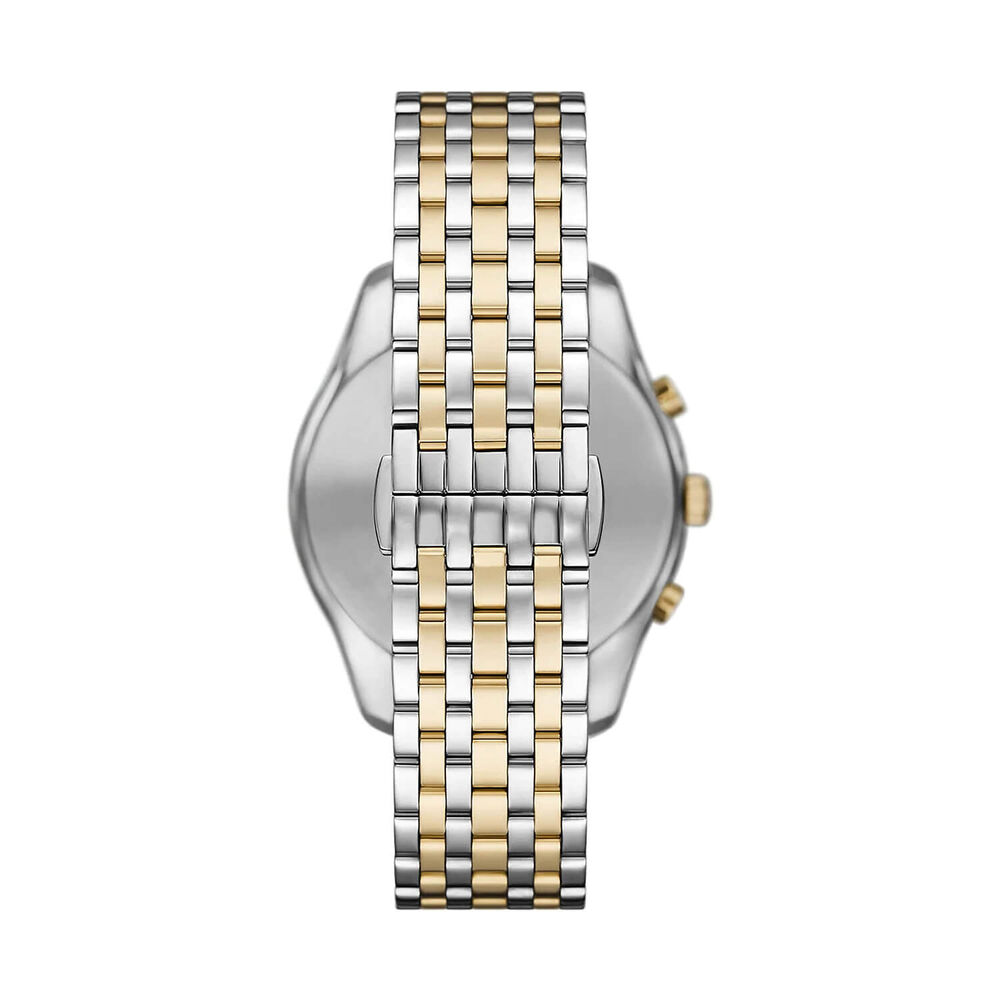 Emporio Armani 41mm Black Dial Two Tone Stainless Steel Bracelet Chronograph Watch image number 3