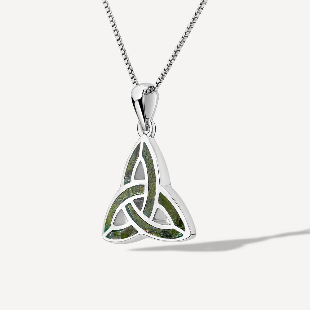 Silver Connemara Marble Trinity Knot Pendant image number 1