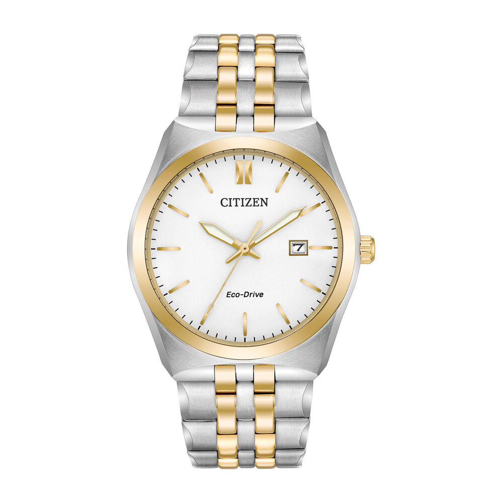 Citizen Eco-Drive White Dial Gold Tone Stainless Steel Bracelet Watch image number 0