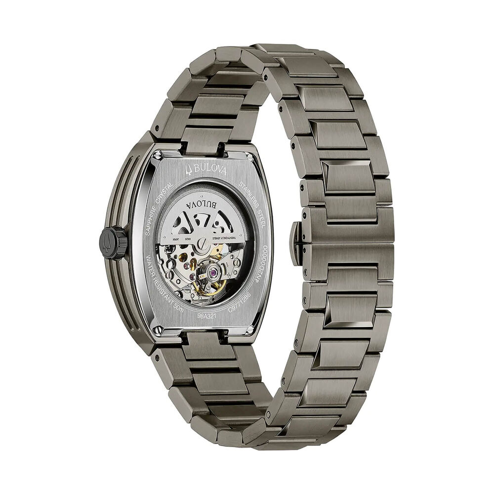Bulova Maquina 40mm Green Skeleton Dial Grey Steel Bracelet Watch image number 2