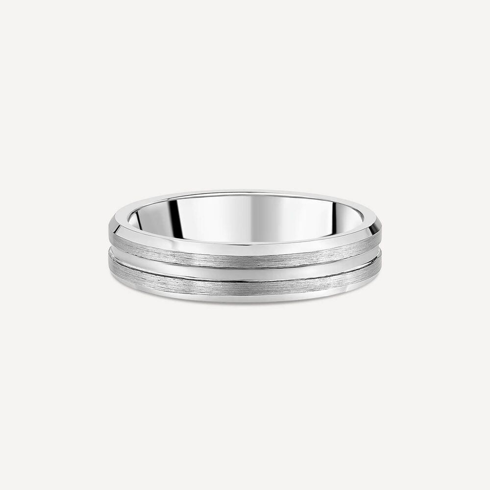 Tungsten Matte Centre Groove Polished Edge 8mm Men's Ring image number 2