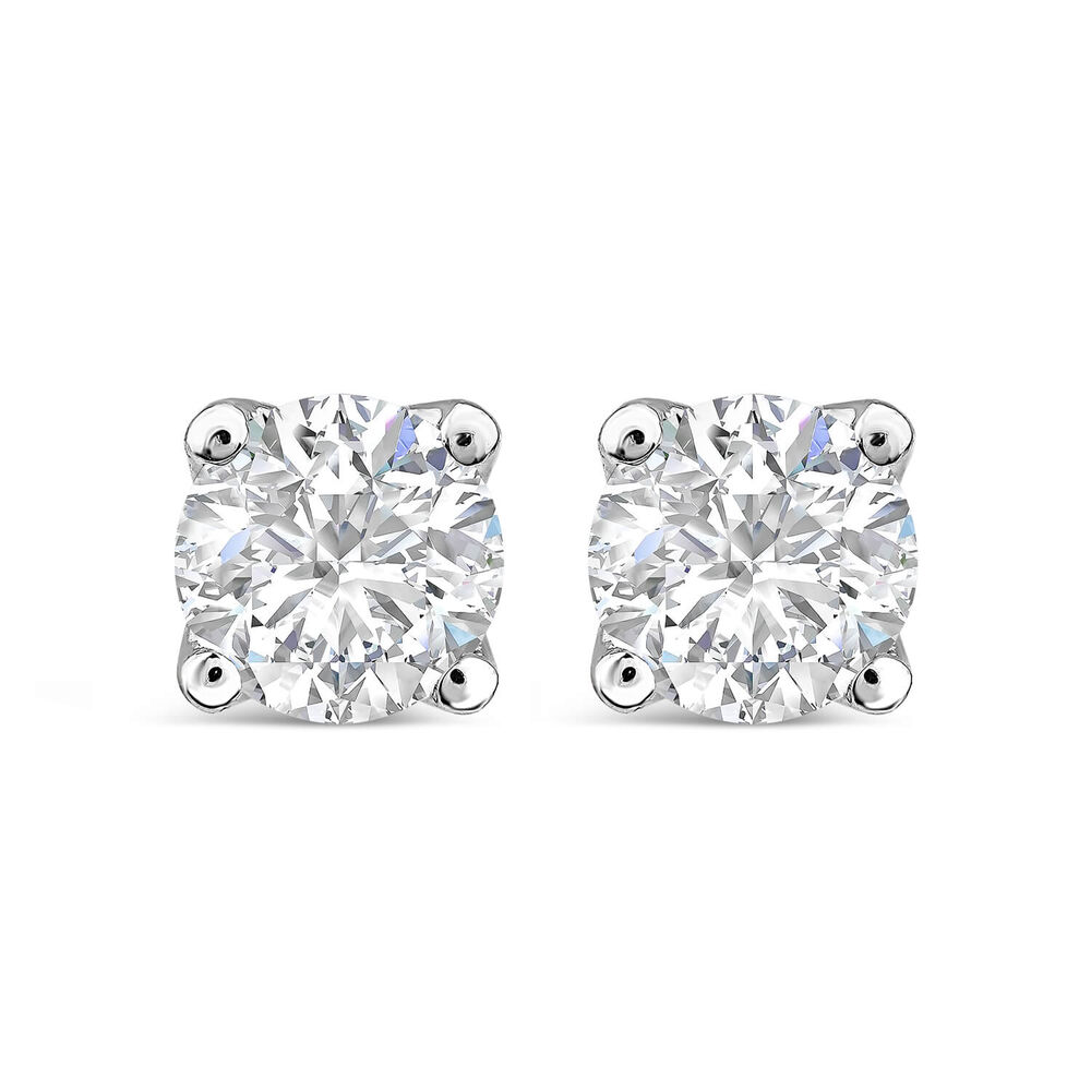 Born 9ct White Gold Lab Grown 1ct Diamond Brilliant Stud Earrings