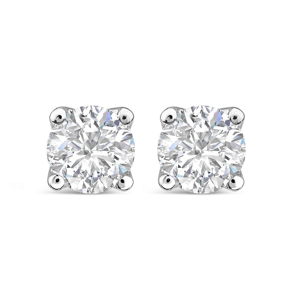Born 9ct White Gold Lab Grown 1ct Diamond Brilliant Stud Earrings image number 0