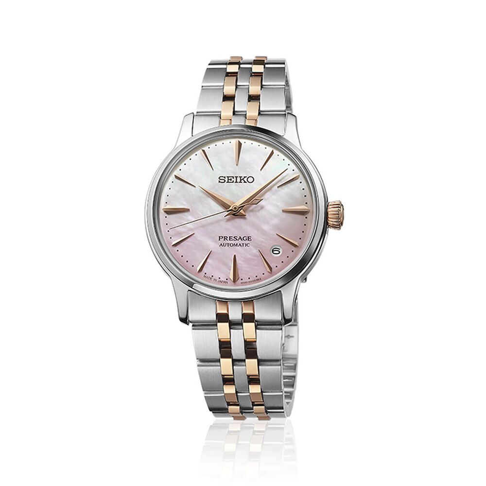Seiko Presage &lsquo;Springtime&rsquo; Cocktail Time Limited Edition 34mm Pink Dial Steel Bracelet Watch