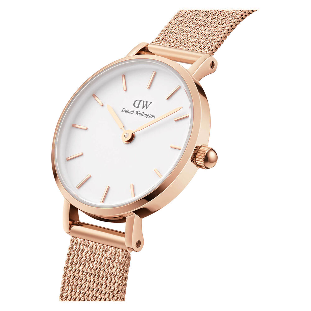 Daniel Wellington Petite 24MM White Round Dial Rose Gold PVD Case And Bracelet Watch image number 1